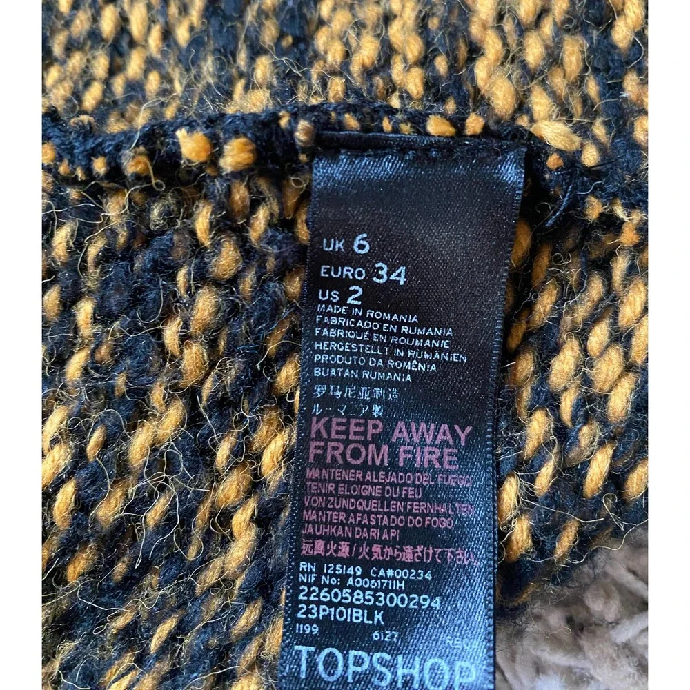 Topshop Marled Mustard and Navy Long Cardigan - Picture 6 of 6